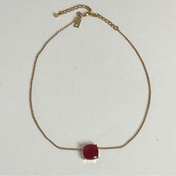 Kate Spade New York Red Pendant Gold Chain Necklace 15-18” - Picture 2 of 6